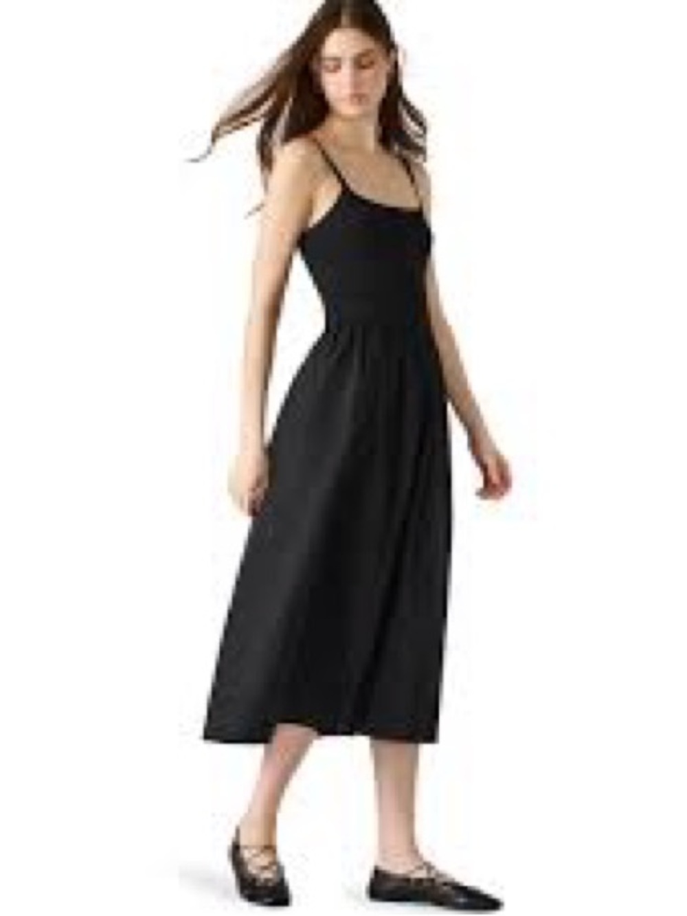 Steve Madden Codie Black Spaghetti-Strap Midi Dress